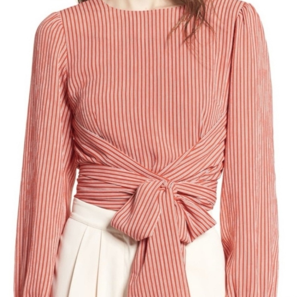 Chriselle Lim Patina stripe blouse with tie
